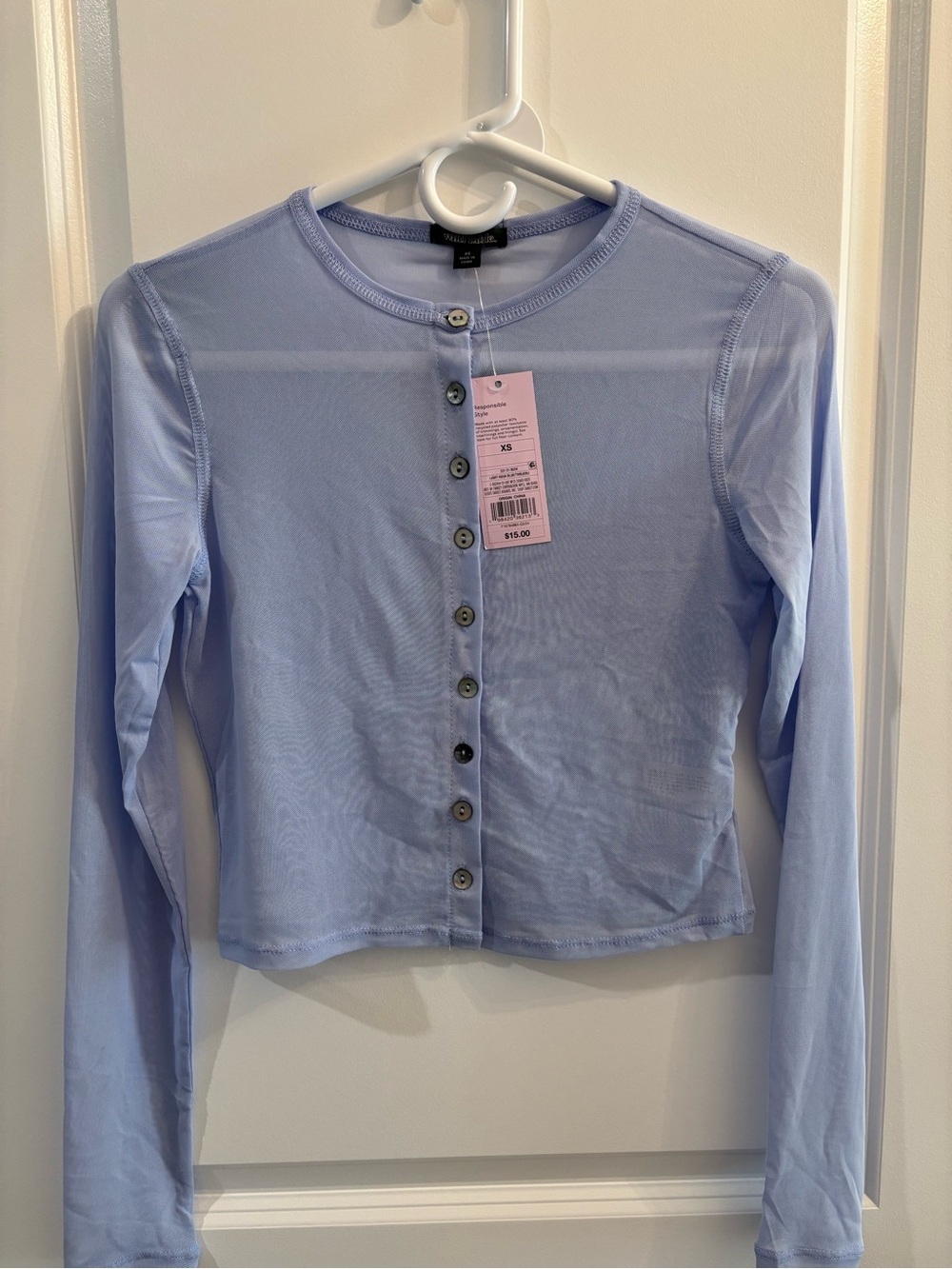 Wild Fable Blue Sheer Button Front Cropped Cardigan - NWT - XS
